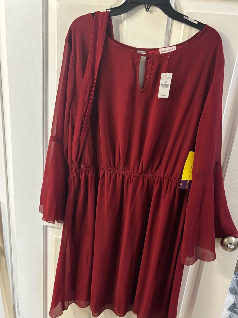 Nwt Wet Seal Burgundy Chiffon Dress size 3x